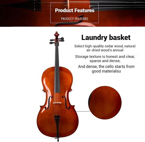 Handcrafted Cello, Made of Hard, Shiny Cedar Wood, for Beginners, Performance Levels, and Practice(B,4/4) in Saudi Arabia