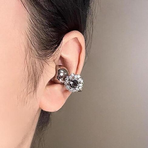 Clip on Earbuds Headset Jewelry Open Ear Bluetooth Earbuds Headphones ladies Women's Fashion Accessories DIY Explosion Flash Full Diamond Ice Flower Earphone Drilling Buckle (bow tie) in Saudi Arabia