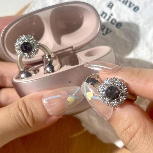 Clip on Earbuds Headset Jewelry Open Ear Bluetooth Earbuds Headphones ladies Women's Fashion Accessories DIY Explosion Flash Full Diamond Ice Flower Earphone Drilling Buckle (bow tie) in Saudi Arabia