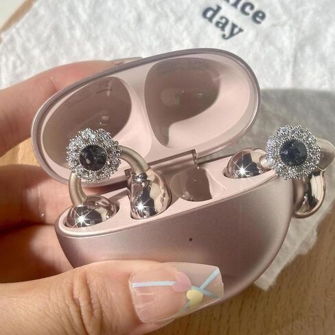 Clip on Earbuds Headset Jewelry Open Ear Bluetooth Earbuds Headphones ladies Women's Fashion Accessories DIY Explosion Flash Full Diamond Ice Flower Earphone Drilling Buckle (bow tie) in Saudi Arabia