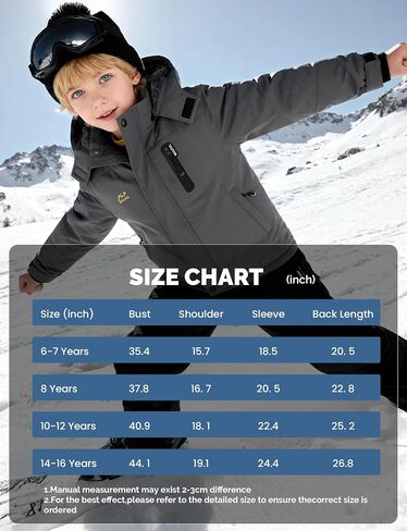 WULFUL Boy's Waterproof Ski Jackets Warm Fleece Lined Hooded Winter Snow Coat in Kuwait