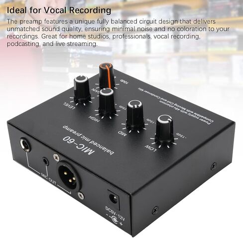 Microphone Preamp Mic Gain Booster 3 Input with 48V Power, XLR Balanced, 3.5mm/6.35mm Output, for Dynamic and Condenser Mic (with 3.5mm Sound Cable) in Saudi Arabia