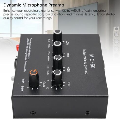 Microphone Preamp Mic Gain Booster 3 Input with 48V Power, XLR Balanced, 3.5mm/6.35mm Output, for Dynamic and Condenser Mic (with 3.5mm Sound Cable) in Saudi Arabia