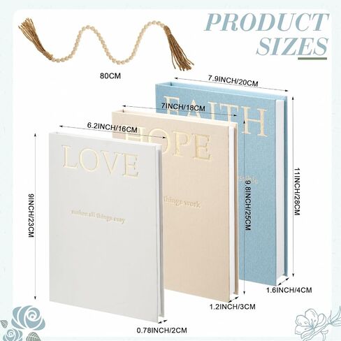 Faccito Set of 2 Linen Decorative Books with Wooden Beaded Garland Tassel Elegant Aesthetic Fake Books for Coffee Table Shelf Mantel Storage Boxes for Modern Home Decor (Brown) in Saudi Arabia