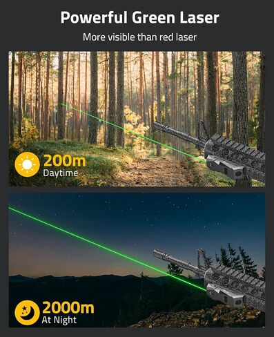 CVLIFE Rechargeable Rifle Laser Sight Compatible with Picatinny Rail, Low Profile Green/Red Laser Sight for 21MM Picatinny Rail, Green/Red Laser Beam with Strobe Function in Saudi Arabia