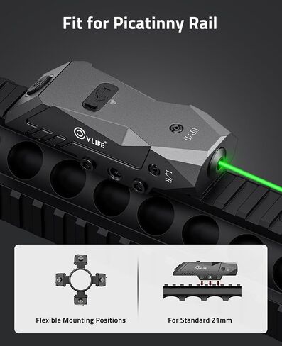 CVLIFE Rechargeable Rifle Laser Sight Compatible with Picatinny Rail, Low Profile Green/Red Laser Sight for 21MM Picatinny Rail, Green/Red Laser Beam with Strobe Function in Saudi Arabia
