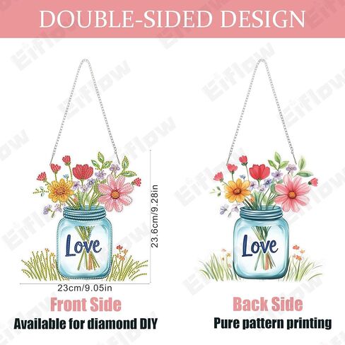 eiflow acrylic diamond art kit kit للبالغين الطيور الكاردينال ، DIY Diy Painting Door Hanger Board Kit ، Crystal Diamond Art Painting Ornament in Saudi Arabia