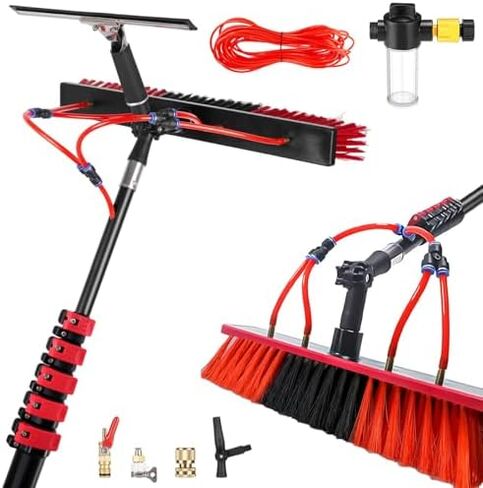Telescopic Roof Squeegee & Solar Panel Cleaner - 3.6-10.8M Extendable Brush with Soap Dispenser, Ideal for Car, Truck, Boat, Window Cleaning Kit (35cm Brush) in Saudi Arabia