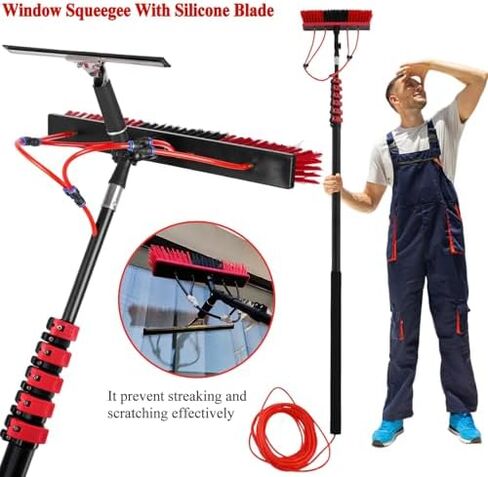 Telescopic Roof Squeegee & Solar Panel Cleaner - 3.6-10.8M Extendable Brush with Soap Dispenser, Ideal for Car, Truck, Boat, Window Cleaning Kit (35cm Brush) in Saudi Arabia