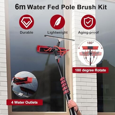 Telescopic Roof Squeegee & Solar Panel Cleaner - 3.6-10.8M Extendable Brush with Soap Dispenser, Ideal for Car, Truck, Boat, Window Cleaning Kit (35cm Brush) in Saudi Arabia