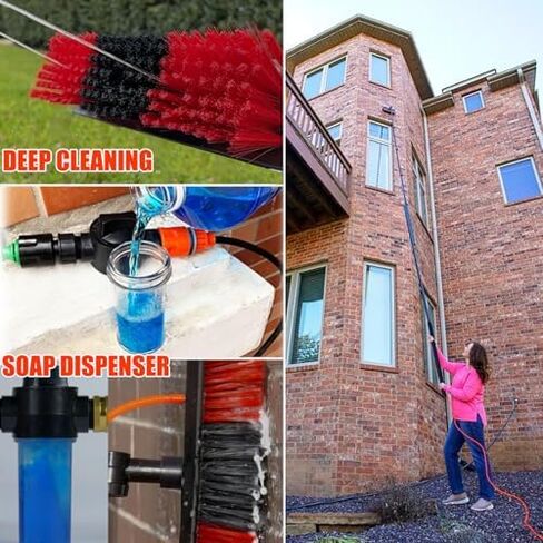 Telescopic Roof Squeegee & Solar Panel Cleaner - 3.6-10.8M Extendable Brush with Soap Dispenser, Ideal for Car, Truck, Boat, Window Cleaning Kit (35cm Brush) in Saudi Arabia