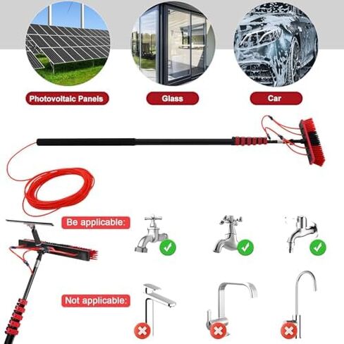 Telescopic Roof Squeegee & Solar Panel Cleaner - 3.6-10.8M Extendable Brush with Soap Dispenser, Ideal for Car, Truck, Boat, Window Cleaning Kit (35cm Brush) in Saudi Arabia