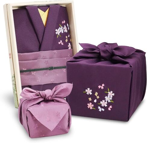COTONOHA Kyoto Saibi Kimono Style Furoshiki & Small Furoshiki Set -Japanese wrapping cloth- For Gift Bag (Double-Sided Dyeing Purple) in Saudi Arabia
