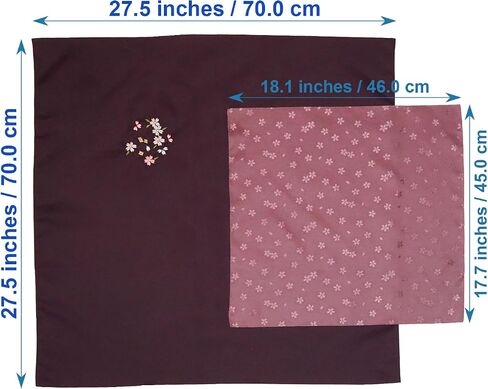 COTONOHA Kyoto Saibi Kimono Style Furoshiki & Small Furoshiki Set -Japanese wrapping cloth- For Gift Bag (Double-Sided Dyeing Purple) in Saudi Arabia