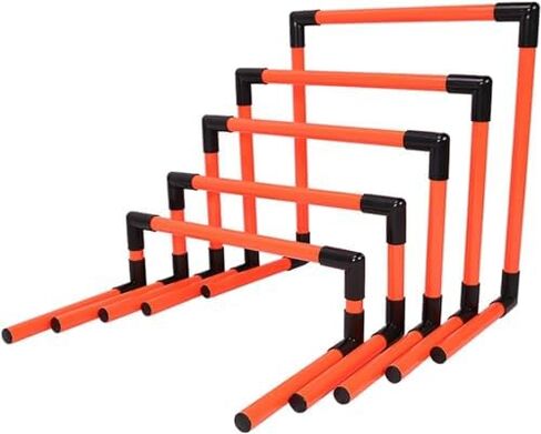Portable Soccer Agility Hurdles Kit - 5 Pack Adjustable Height Training Equipment for Kids, Track and Field Workout, Portable Plastic Hurdles (Red) in Saudi Arabia
