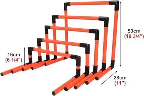 Portable Soccer Agility Hurdles Kit - 5 Pack Adjustable Height Training Equipment for Kids, Track and Field Workout, Portable Plastic Hurdles (Red) in Saudi Arabia