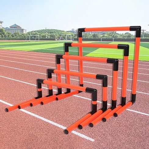 Portable Soccer Agility Hurdles Kit - 5 Pack Adjustable Height Training Equipment for Kids, Track and Field Workout, Portable Plastic Hurdles (Red) in Saudi Arabia