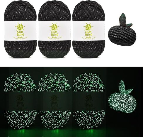 توهج خيوط الكروشيه في الظلام ، 3pack من 150 جرام/5.29 أوقية لوازم الغزل الأكريليك المضيئة للحياكة الكروشيه ، خيوط كروشيه ناعمة مثالية للمبتدئين الحرف اليدوية المحترفة (أبيض) in Saudi Arabia