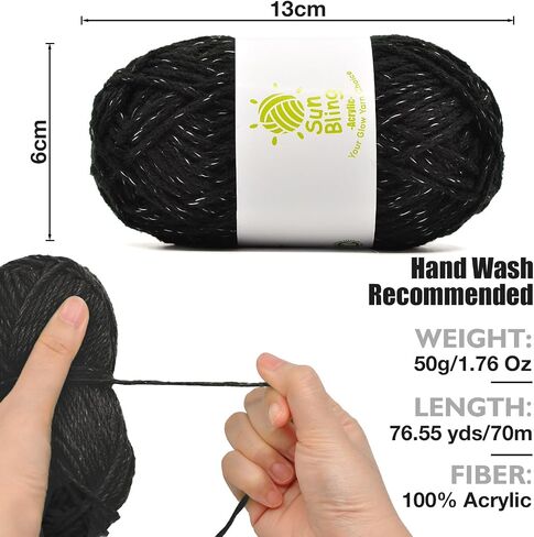 توهج خيوط الكروشيه في الظلام ، 3pack من 150 جرام/5.29 أوقية لوازم الغزل الأكريليك المضيئة للحياكة الكروشيه ، خيوط كروشيه ناعمة مثالية للمبتدئين الحرف اليدوية المحترفة (أبيض) in Saudi Arabia