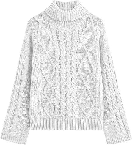 PRETTYGARDEN Fall Sweaters for Women 2025 Oversized Chunky Cable Knit Turtleneck Long Sleeve Winter Pullover Sweater Tops in Saudi Arabia
