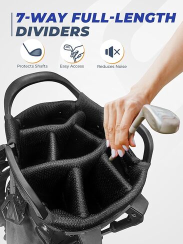 Golf Stand Bag, Lightweight Golf Bags with 7 Way Full-Length Dividers, 900D Weather-Resistant Farbic, Cooler Pockets, Ergonomic Adjustable Strap for Men Women in Kuwait