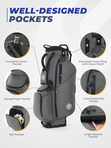 Golf Stand Bag, Lightweight Golf Bags with 7 Way Full-Length Dividers, 900D Weather-Resistant Farbic, Cooler Pockets, Ergonomic Adjustable Strap for Men Women in Kuwait