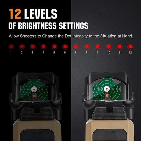 Ohhunt Red Dot Sight 2 MOA شبكاني Mini Shake Awake Optics 12 تعديل السطوع in Saudi Arabia