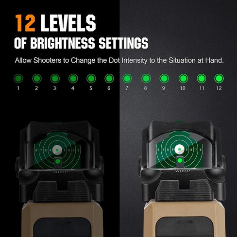 Ohhunt Red Dot Sight 2 MOA شبكاني Mini Shake Awake Optics 12 تعديل السطوع in Kuwait