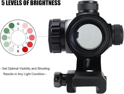 بصريات نطاق البصر المنعكس باللون الأحمر والأخضر لسكة Picatinny - 1 × 30 مم - 4 MOA - 5 إعدادات للسطوع - حامل ناتئ in Kuwait