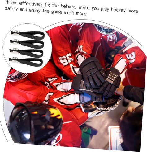 Totority 4pcs Hockey Helmet Chin Strap Replacement with Snap Button Lightweight Polyester Sports Chin Strap for Detachable Ice Hockey Helmets Easy Install and Design in Saudi Arabia