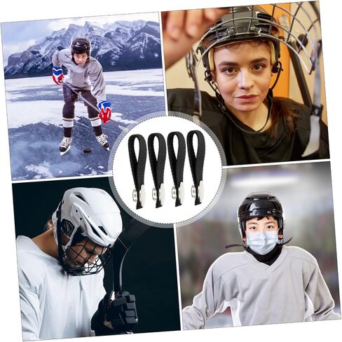 Totority 4pcs Hockey Helmet Chin Strap Replacement with Snap Button Lightweight Polyester Sports Chin Strap for Detachable Ice Hockey Helmets Easy Install and Design in Saudi Arabia