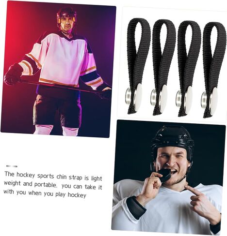 Totority 4pcs Hockey Helmet Chin Strap Replacement with Snap Button Lightweight Polyester Sports Chin Strap for Detachable Ice Hockey Helmets Easy Install and Design in Saudi Arabia