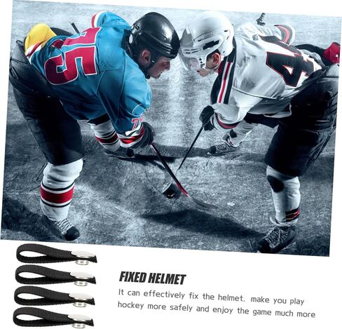 Totority 4pcs Hockey Helmet Chin Strap Replacement with Snap Button Lightweight Polyester Sports Chin Strap for Detachable Ice Hockey Helmets Easy Install and Design in Saudi Arabia