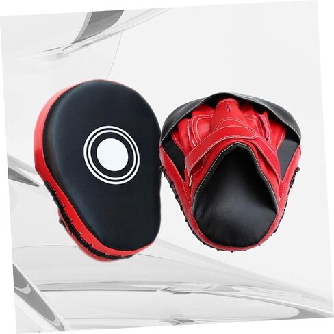 BESPORTBLE PU Leather Boxing Punch Mitts with Adjustable Straps Pre-Curved Focus Pads for Taekwondo Kickboxing MMA Training Lightweight Punching Pads for Men and Women Red One Pair in Saudi Arabia
