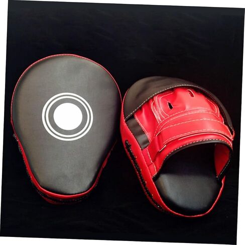 BESPORTBLE PU Leather Boxing Punch Mitts with Adjustable Straps Pre-Curved Focus Pads for Taekwondo Kickboxing MMA Training Lightweight Punching Pads for Men and Women Red One Pair in Saudi Arabia