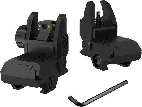 Foldable Fiber Optic Nylon Sights Flip Up Front and Back Sights Fiber Sights Set Back Up Sight Fit for Picatinny and Weaver 20mm Rails in Saudi Arabia