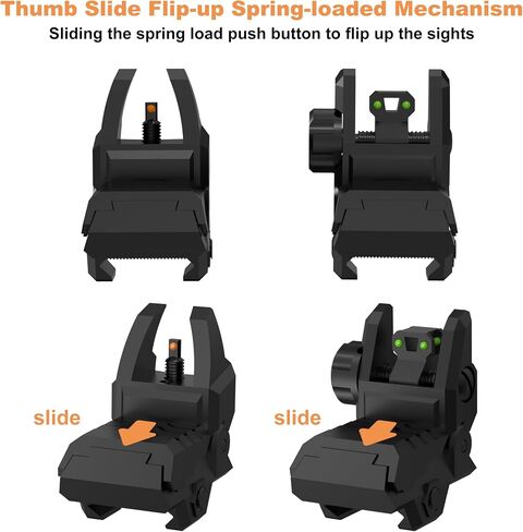 Foldable Fiber Optic Nylon Sights Flip Up Front and Back Sights Fiber Sights Set Back Up Sight Fit for Picatinny and Weaver 20mm Rails in Saudi Arabia
