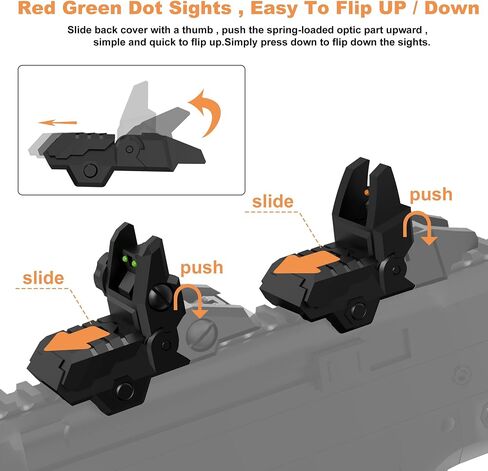Foldable Fiber Optic Nylon Sights Flip Up Front and Back Sights Fiber Sights Set Back Up Sight Fit for Picatinny and Weaver 20mm Rails in Saudi Arabia