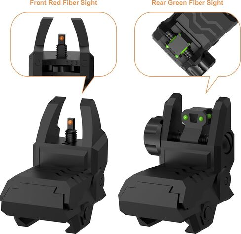 Foldable Fiber Optic Nylon Sights Flip Up Front and Back Sights Fiber Sights Set Back Up Sight Fit for Picatinny and Weaver 20mm Rails in Saudi Arabia