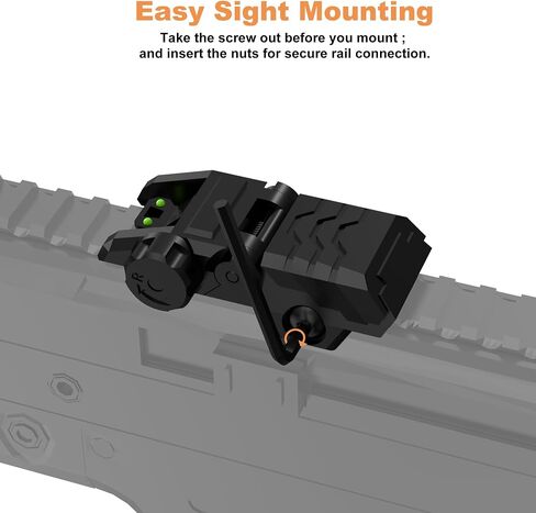 Foldable Fiber Optic Nylon Sights Flip Up Front and Back Sights Fiber Sights Set Back Up Sight Fit for Picatinny and Weaver 20mm Rails in Saudi Arabia