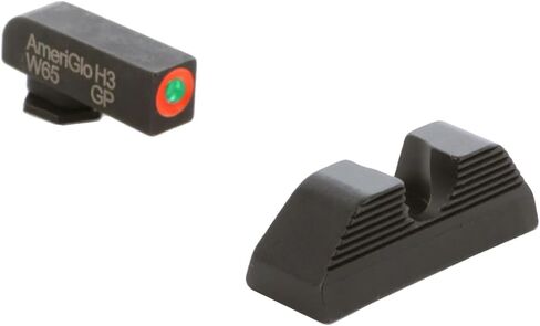AMERIGLO Green Tritium Front، أسود مسنن على شكل حرف U خلفي، مجموعة رؤية حامية متوافقة مع Glock 42، 43، 43X، 48 in Kuwait