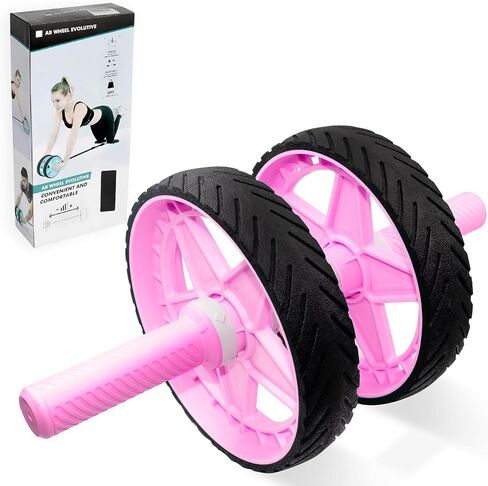 2025 New Double-Wheel Ab Roller for Core Training – Rebound Design with Adjustable Elastic Band, Silent Non-Slip Wheels, Detachable Build, Knee Pad & Bands – Home Gym Gear for Men/Women in Saudi Arabia