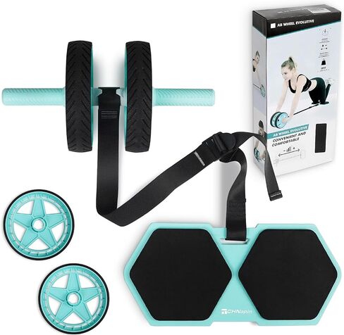 2025 New Double-Wheel Ab Roller for Core Training – Rebound Design with Adjustable Elastic Band, Silent Non-Slip Wheels, Detachable Build, Knee Pad & Bands – Home Gym Gear for Men/Women in Saudi Arabia