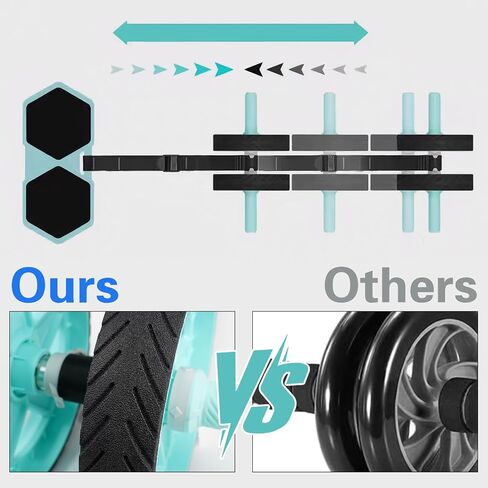 2025 New Double-Wheel Ab Roller for Core Training – Rebound Design with Adjustable Elastic Band, Silent Non-Slip Wheels, Detachable Build, Knee Pad & Bands – Home Gym Gear for Men/Women in Saudi Arabia