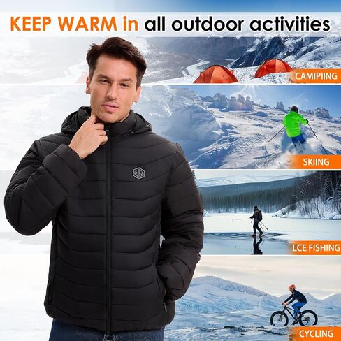 Heated Jackets for Men with Battery Pack, 15 Heating Zones Electric Heated Hoodie, Heating Coat for Winter Outdoor in Saudi Arabia
