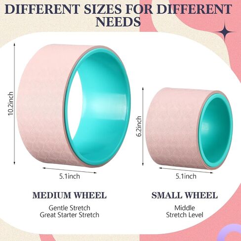 5 Pack Yoga Wheel Set Back Stretcher Wheel for Deep Tissue Massage Foam Roller for Back Pain Relief & Stretching, Trigger Point Therapy Ball, Resistance Loop Exercise Bands, Massage Roller in Saudi Arabia