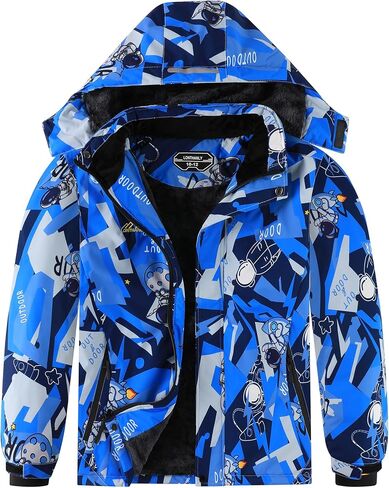 سترة تزلج مضادة للماء للأولاد معطف شتوي دافئ للثلج سترات صوفية للأطفال للتزلج على الجليد معاطف سميكة مقاومة للرياح in Kuwait