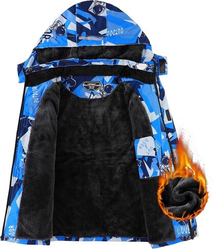 سترة تزلج مضادة للماء للأولاد معطف شتوي دافئ للثلج سترات صوفية للأطفال للتزلج على الجليد معاطف سميكة مقاومة للرياح in Kuwait