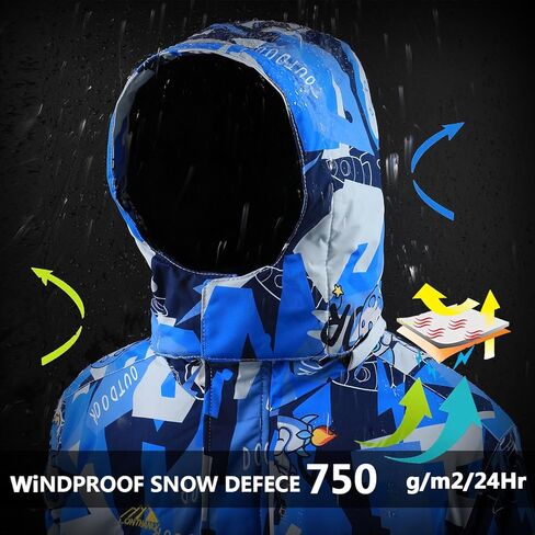 سترة تزلج مضادة للماء للأولاد معطف شتوي دافئ للثلج سترات صوفية للأطفال للتزلج على الجليد معاطف سميكة مقاومة للرياح in Kuwait