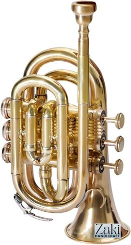 بوق جيب بي بي 3 صمامات نحاس | لمسة نهائية من النحاس الذهبي بجيب الملعب Bb Pitch Pocket مثالية للطلاب والمبتدئين | مع حافظة صلبة مجانية وقطعة فم وقفازات وقطعة قماش للتنظيف in Kuwait